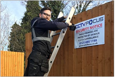 CCTV security notice sign fitted for a client